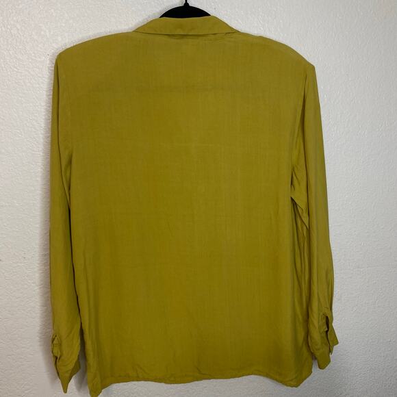 Anna & Frank Vintage Yellow 100% Silk Button Up Blouse Size Large - Picture 3 of 7